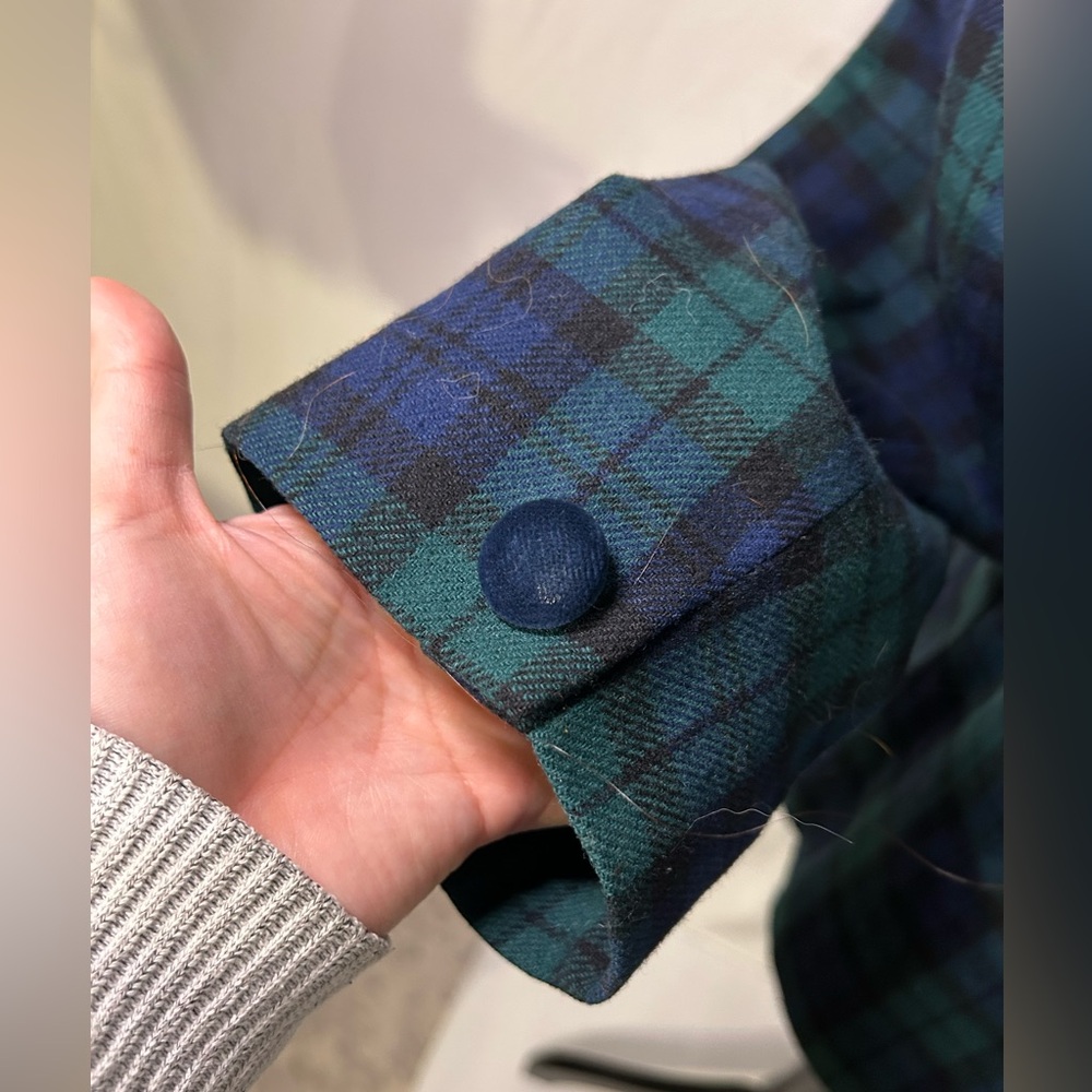 Vintage Pendleton 100% Virgin Wool Green Plaid Blazer Velvet collar 14 Tartan - Picture 11 of 11